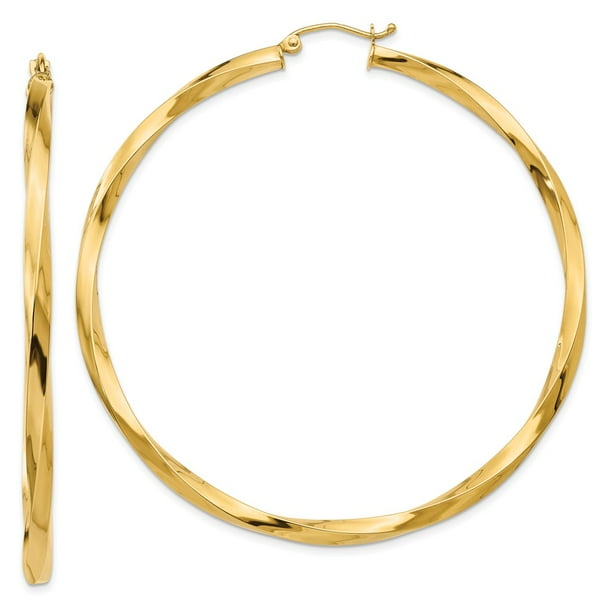 14 kt Yellow Gold 14k Polished 3mm Twisted Hoop Earrings 14 kt Yellow Gold 14k Polished 3mm Twisted Hoop Earrings